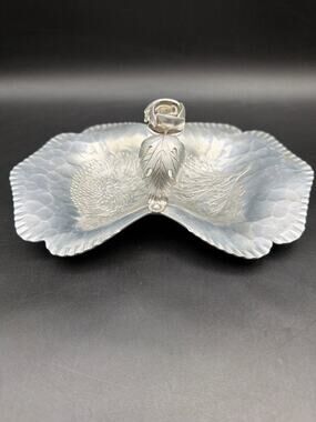 Continental Silverlook 754 Double Candy Nut Dish Rose Handle Aluminum Vintage